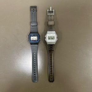 Black Casio digital watch
Transparent Casio digital watch